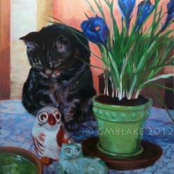 Cat, Owl, Pussycat - 18 x 24 in., oils on canvas